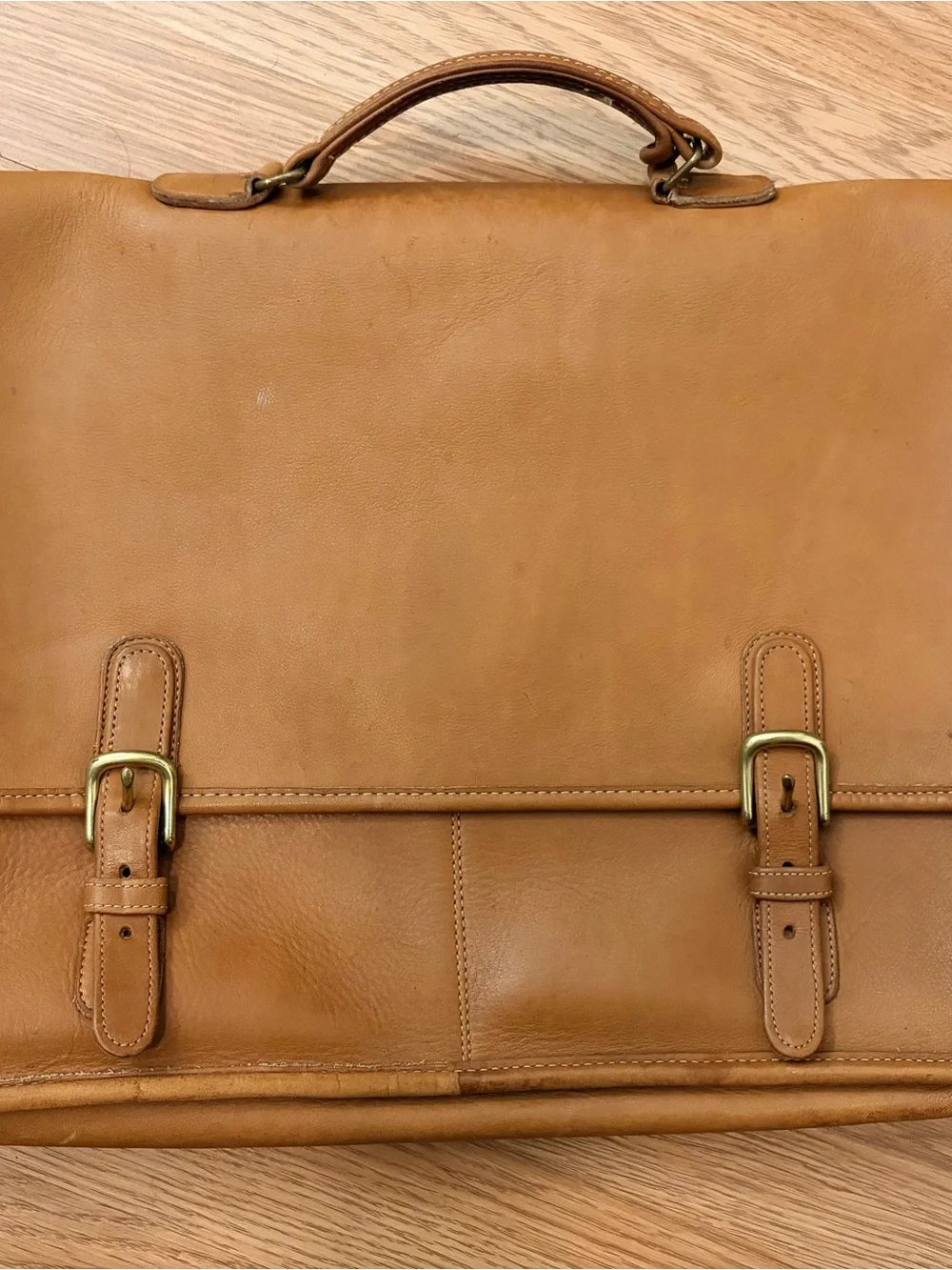 Vintage Coach Tan Leather Briefcase Messenger Bag